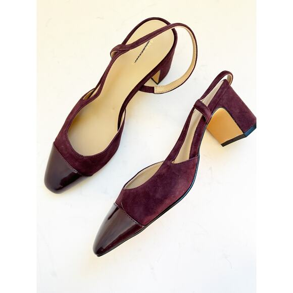 NWOB Ann Taylor Cap Toe Slingback Block Heel Pump Purple 8.5 - Picture 1 of 5